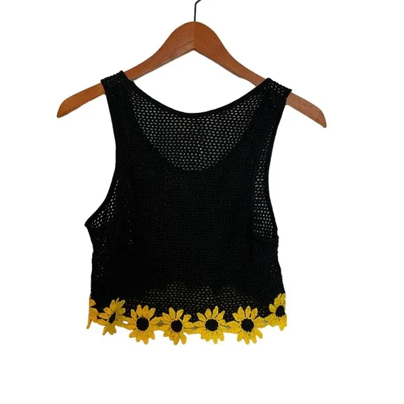 Agua Bendita Free People Colaboration Brit Sunshower Crop Top Tank Black Size S - Picture 8 of 12